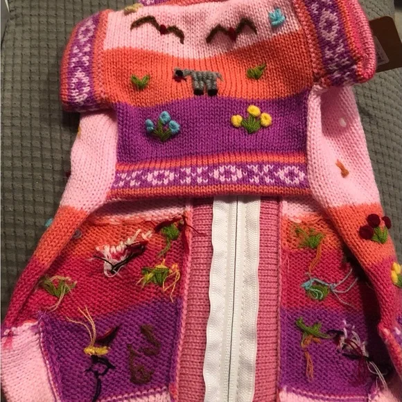 Embroidery Peruvian dog cardigan S/M - Picture 3 of 7